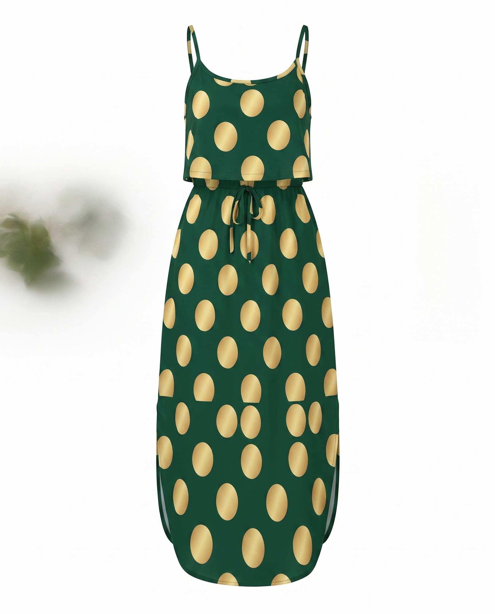 Gilded Gold Dot Art Deco Spaghetti Strap Gown — view 5