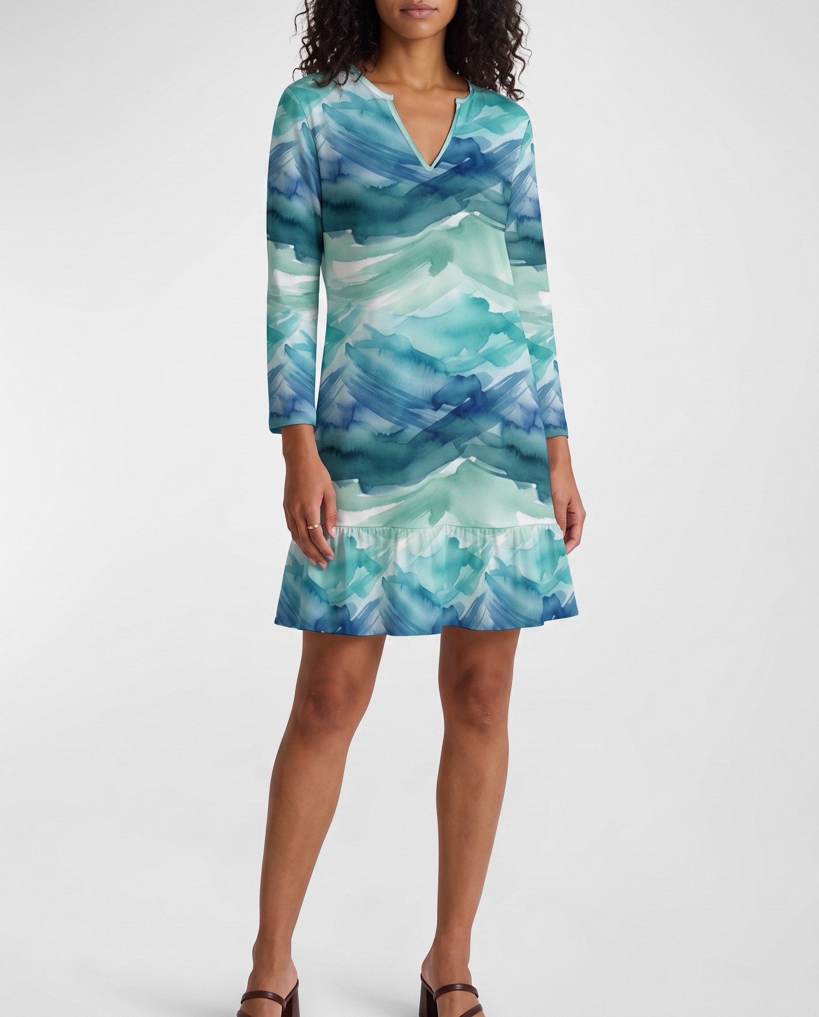 Deep Teal Aqua Ruffle Hem — view 3