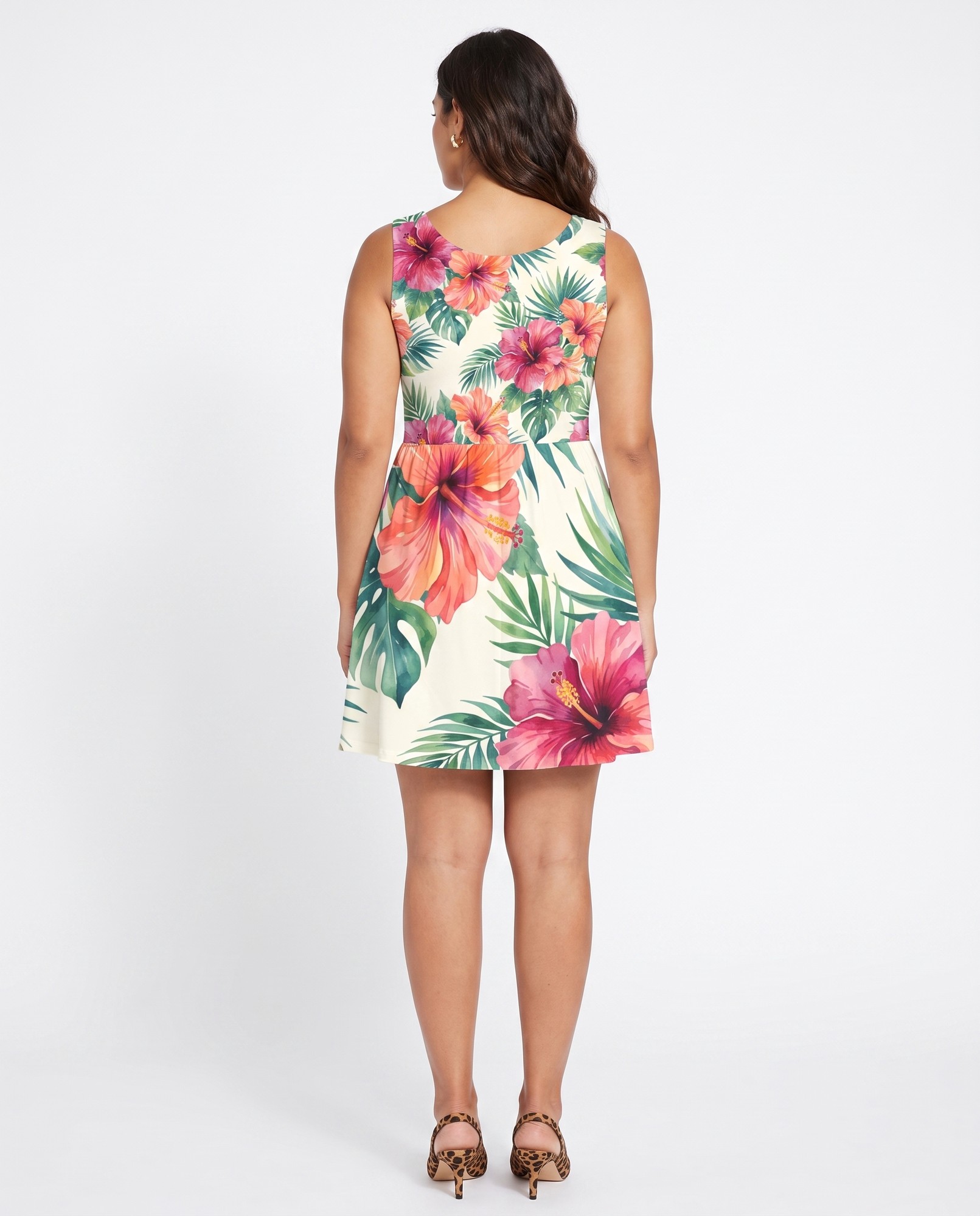 Watercolour Hibiscus Fit-and-Flare — view 4