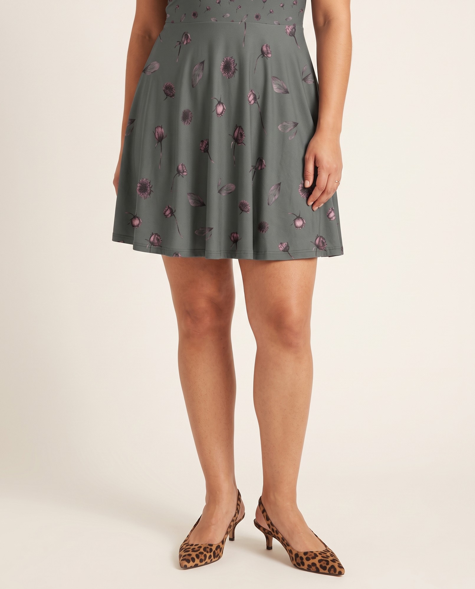 Charcoal Gothic Rose Fit-and-Flare — view 3