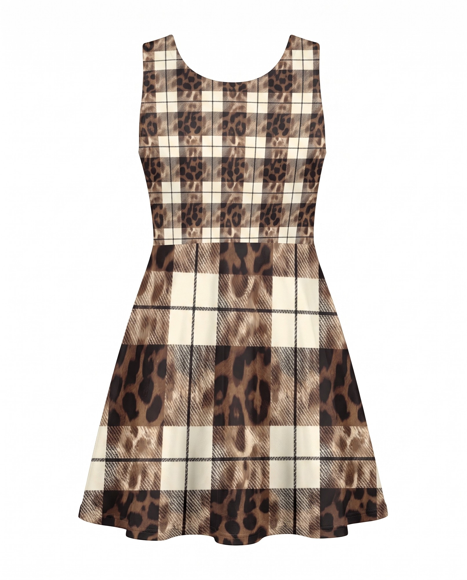 Chocolate Mocha Animal Check Fit-and-Flare — view 5