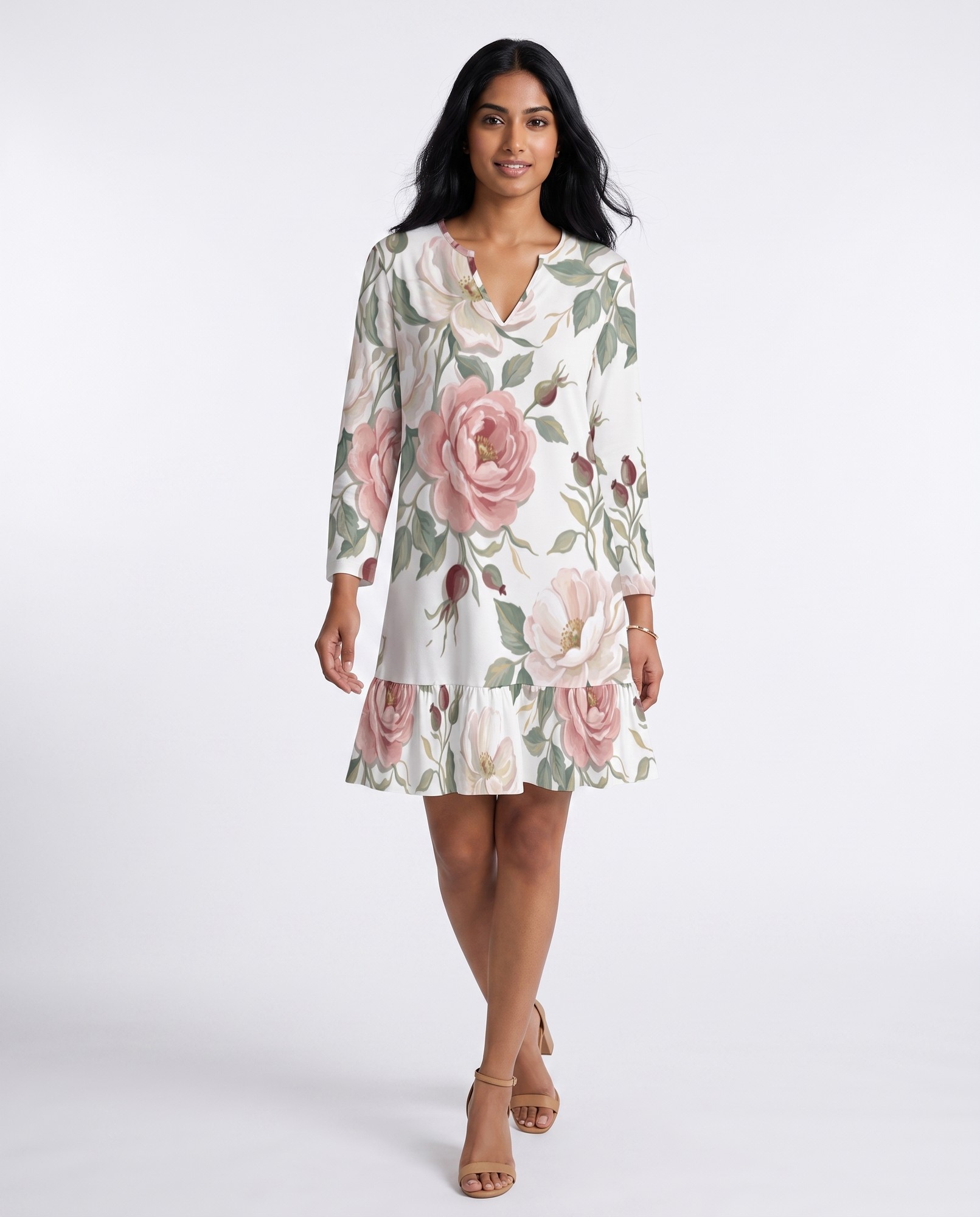 Blush Pink Cottagecore Floral Long Sleeve