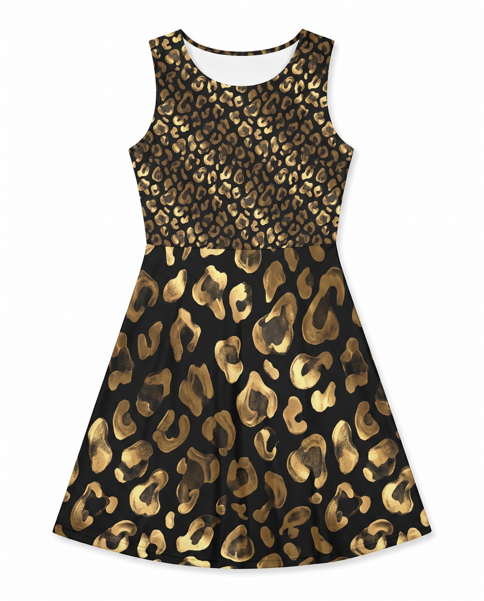 Antique Gold Charcoal Animal Motif Fit-and-Flare — view 5