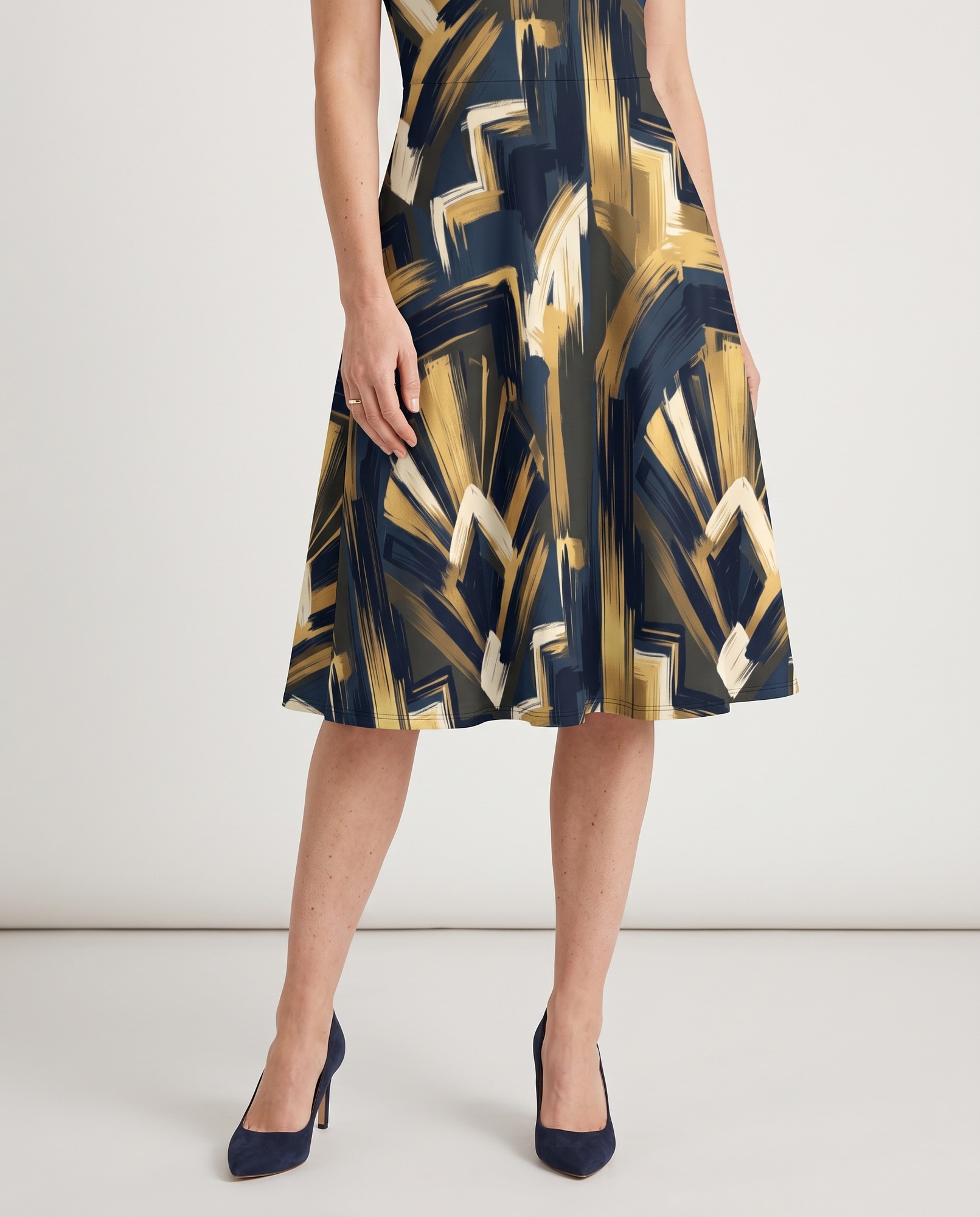 Midnight Blue Gold Art Deco Brushstroke — view 3