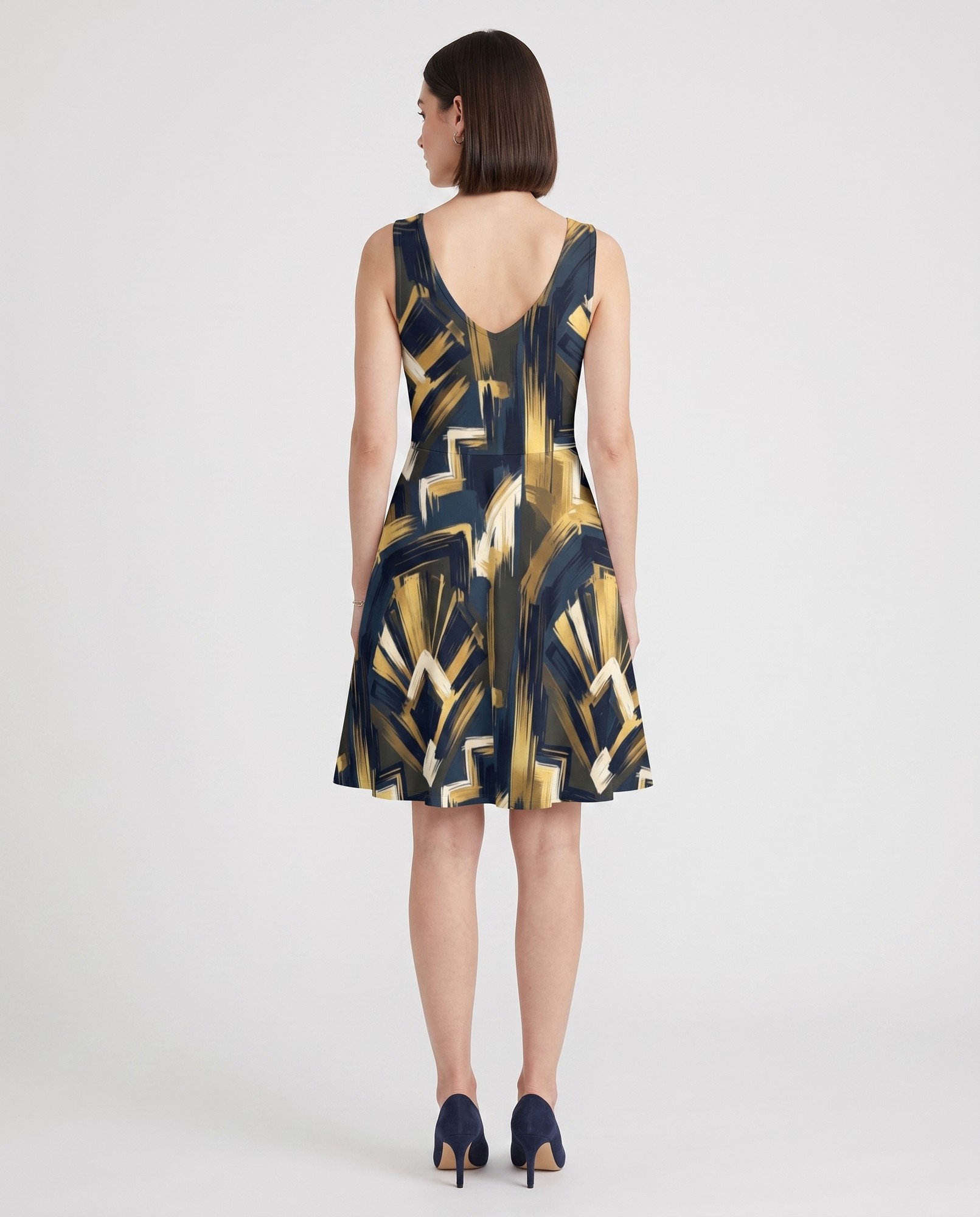 Midnight Blue Gold Art Deco Brushstroke — view 4