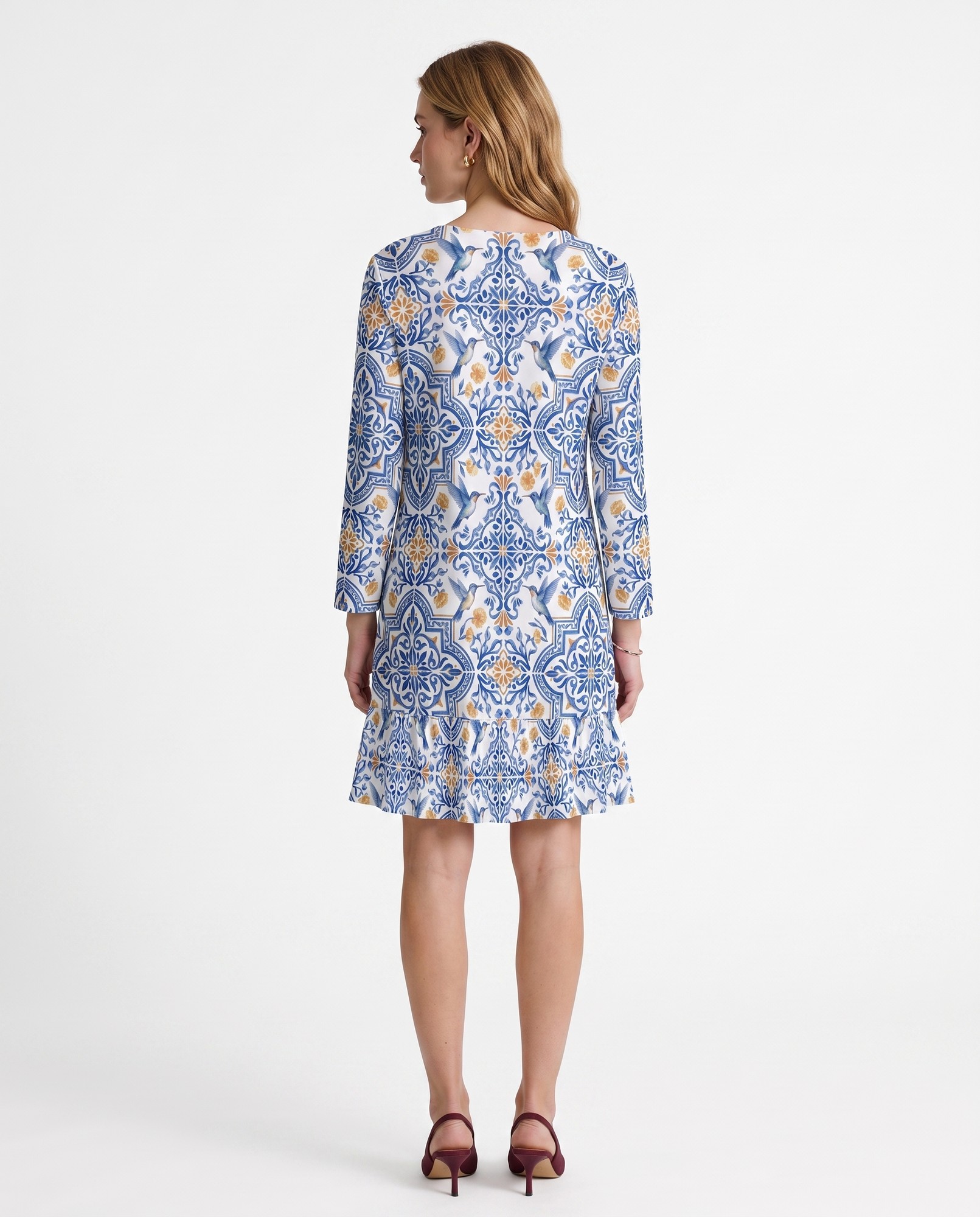 Cobalt Blue Ruffle Hem Folk Art — view 4