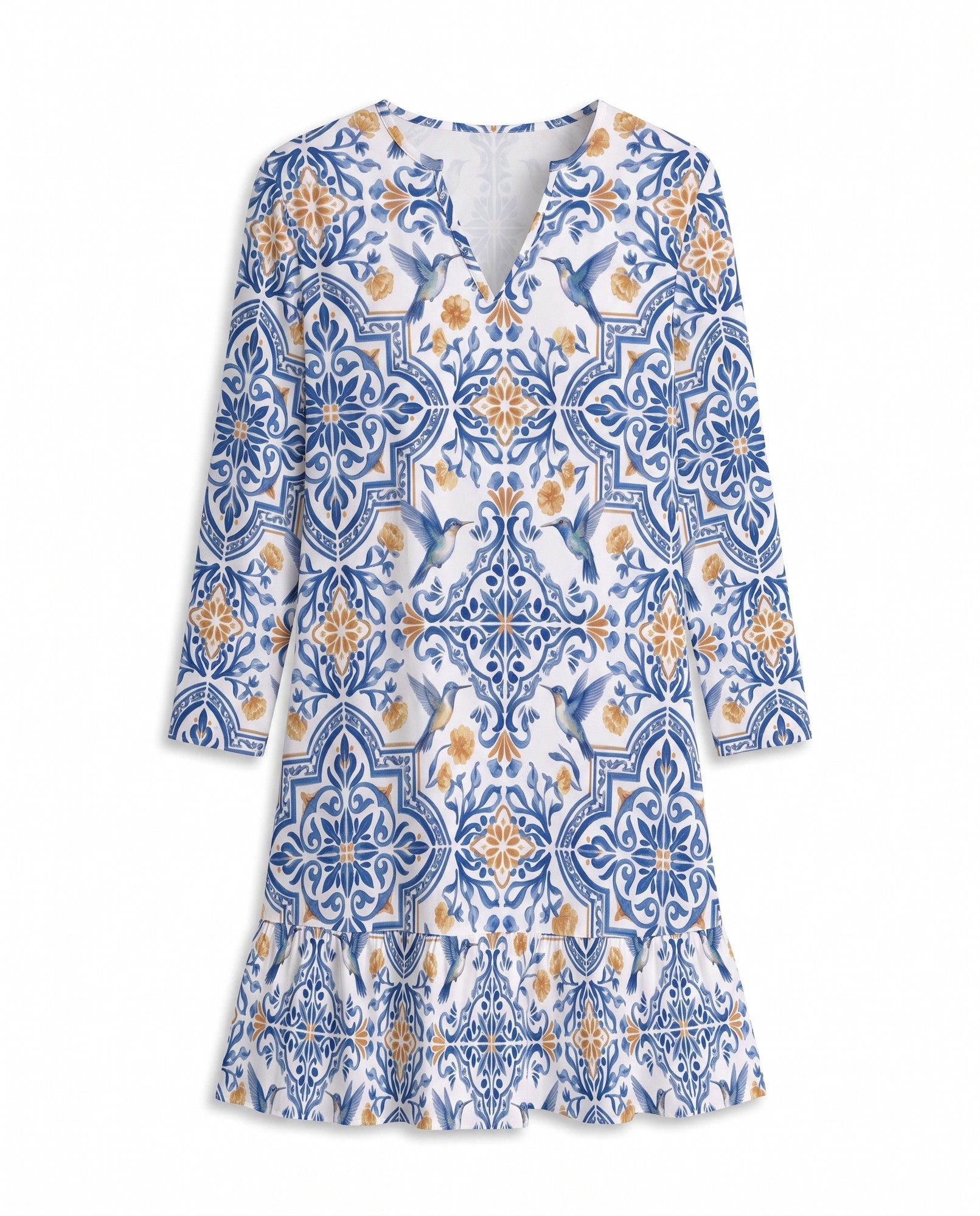 Cobalt Blue Ruffle Hem Folk Art — view 5