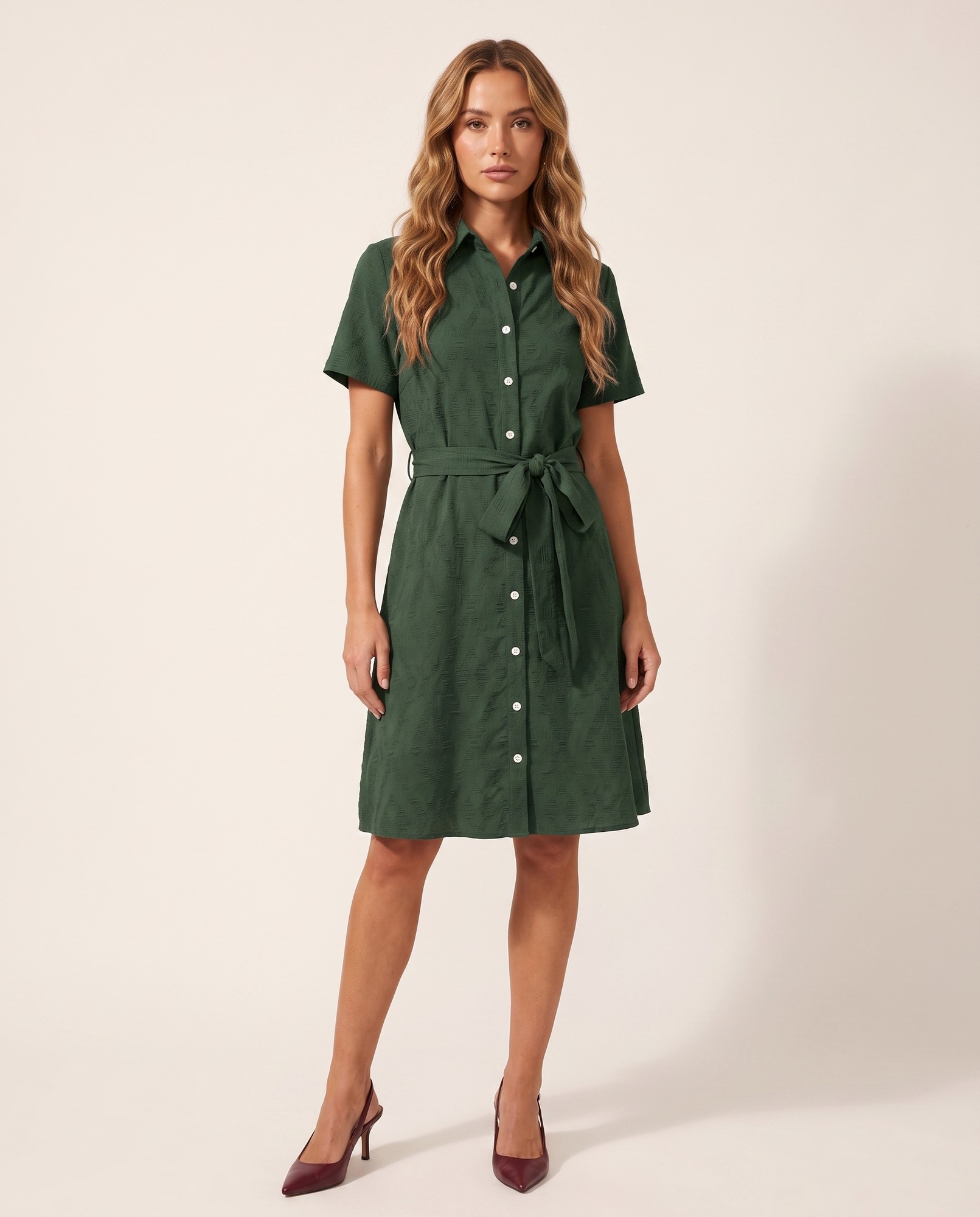 Deep Forest Green Jacquard Texture