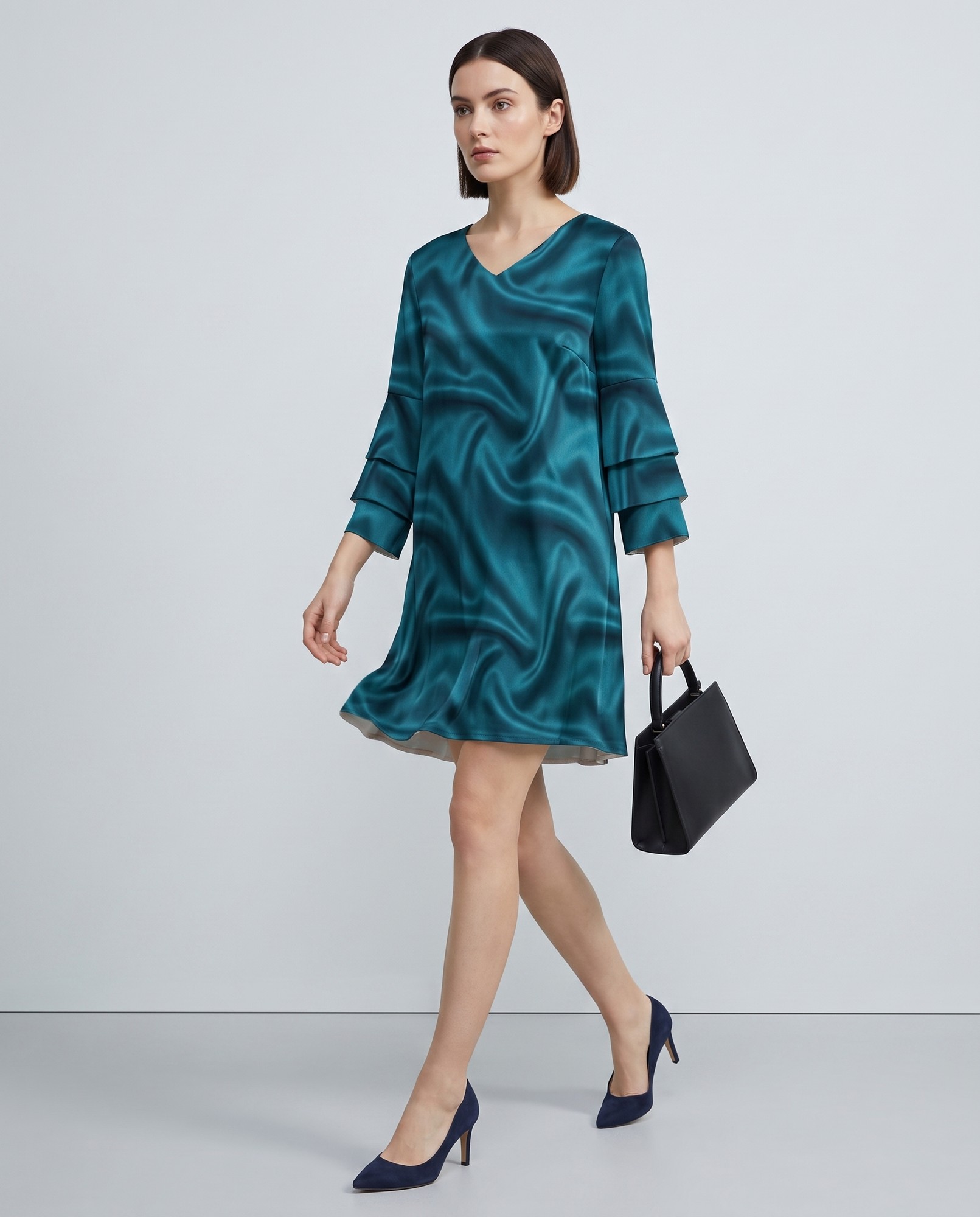 Deep Turquoise Satin Sheen Resort Wear — view 2