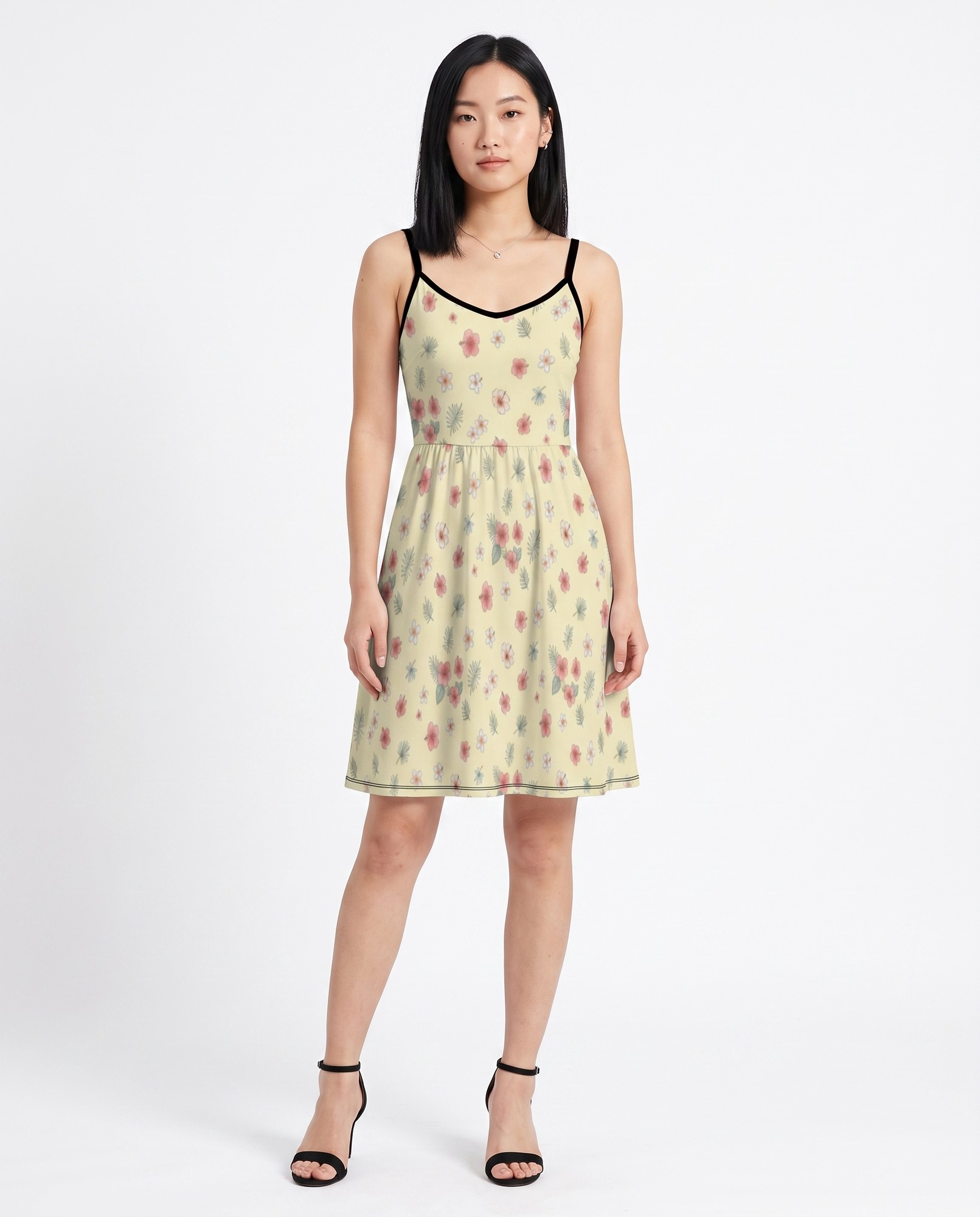 Butter Yellow Watercolor Tropical Spaghetti Strap