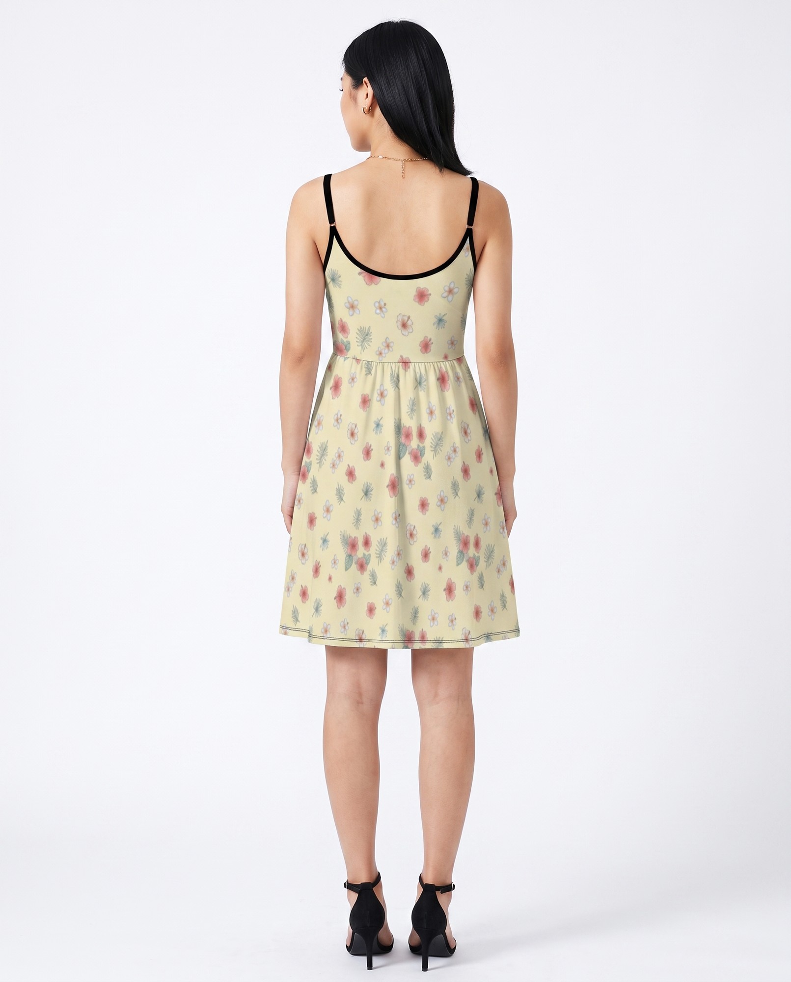 Butter Yellow Watercolor Tropical Spaghetti Strap — view 4