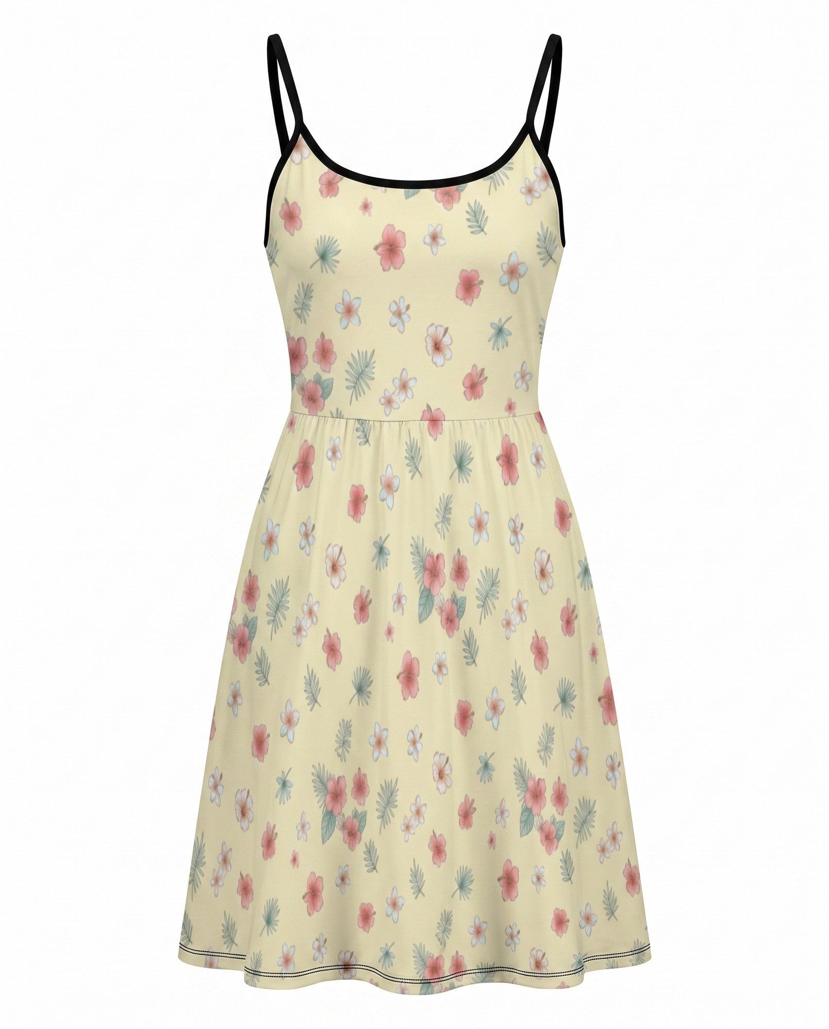 Butter Yellow Watercolor Tropical Spaghetti Strap — view 5