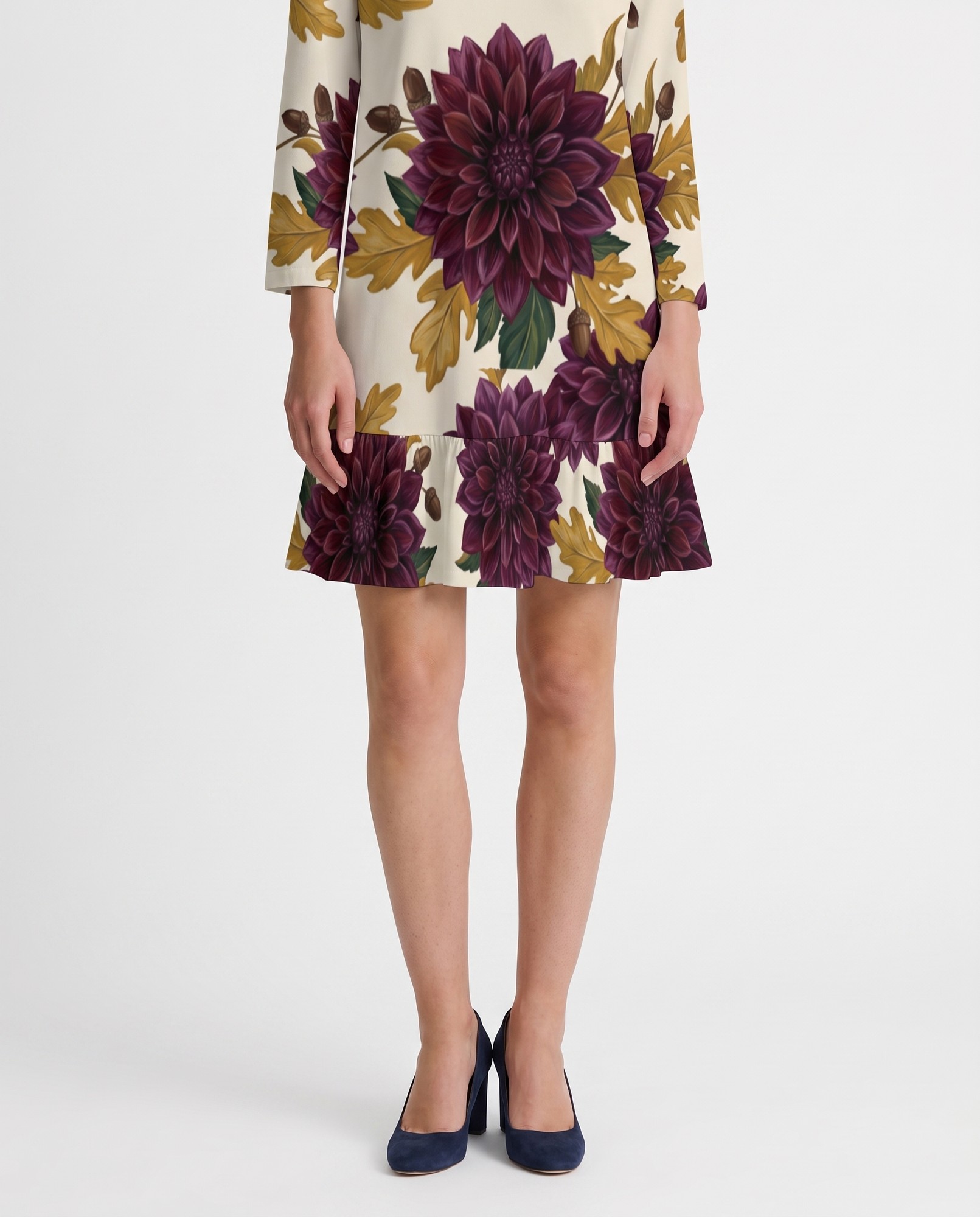 Dahlia Oak Leaf Long Sleeve V-Neck — view 3